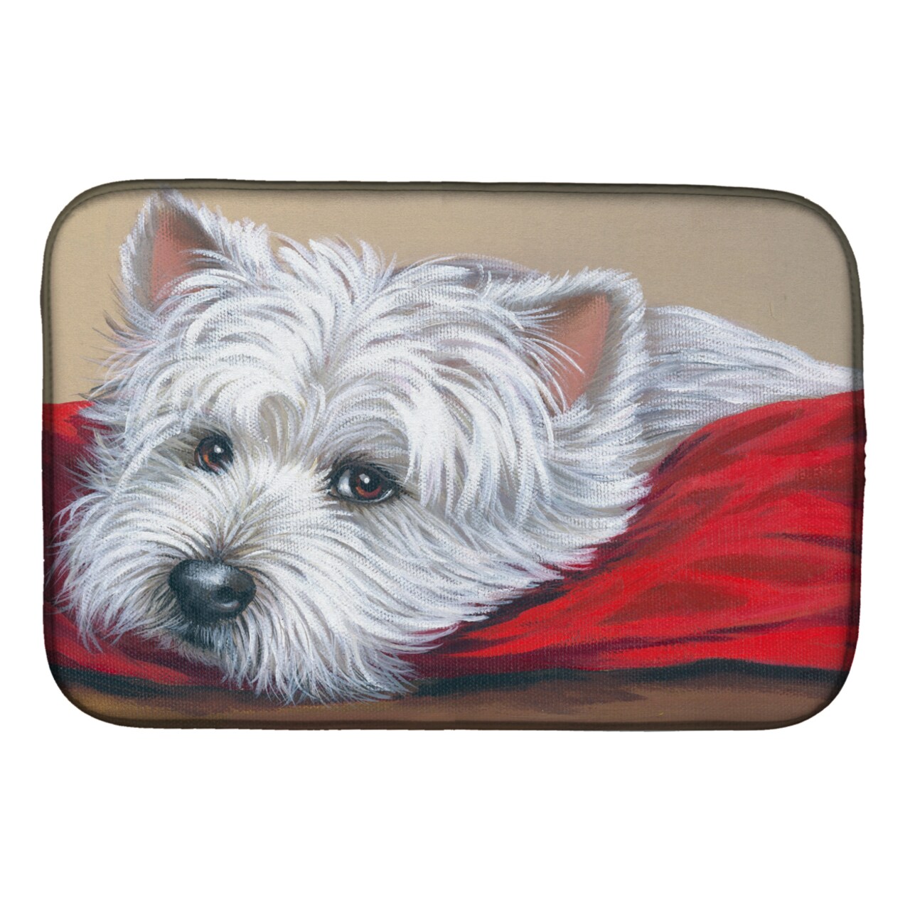 Caroline's Treasures PPP3284DDM Absorbent Dish Drying Mat for Kitchen  Counter Westie Red Pillow Dish Drying Mat , 14 x 21, multicolor